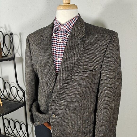 JOS A BANK Men's Tweed Sport Coat Blazer‎ Two Button Brown Wool barleycorn 44R - Picture 4 of 16